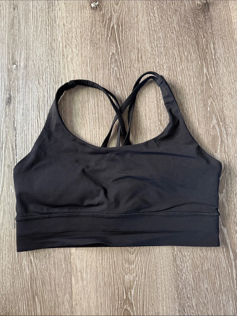 Lululemon Energy Bra Luxtreme Medium Support Strappy Sports Bra Black, size 10